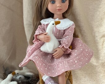 Belle poupée Eva Berjuan cheveux blonds robe rose, poupée avec corps articulé, cadeau d'anniversaire fille, cadeau fille, jouet enfants