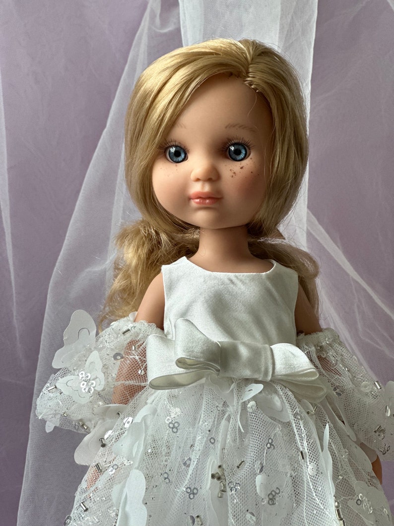 Beautiful doll in a luxurious dress with curly blonde hair, Berjuan Eva, dolls clothes, gift daughter. Toys for girls Bild 1