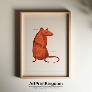 David Shrigley - Make Friends With Vermin, Quirky Wall Art, Pop Art Decor, Funny Poster, Contemporary Home Gallery, Humorous Decor, Art