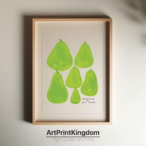 David Shrigley - Painting of Six Pears, Quirky Wall Art, Pop Art Decor, Funny Poster, Contemporary Home Gallery, Humorous Decor, Art