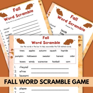 Fall Word Scramble Game