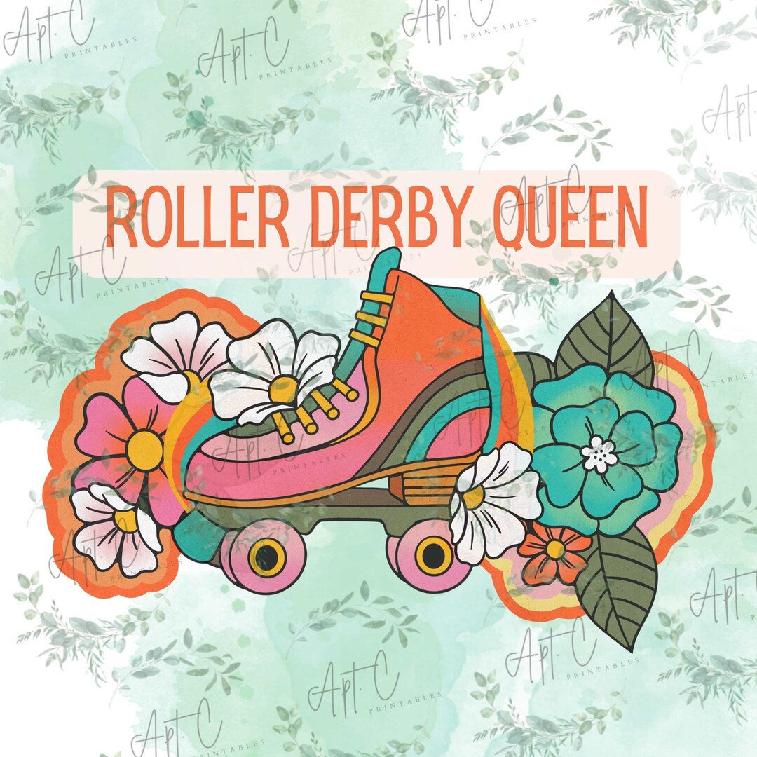 Roller Derby Queen SVG PNG JPG, Retro Derby Girl Svg, Roller Skate Png