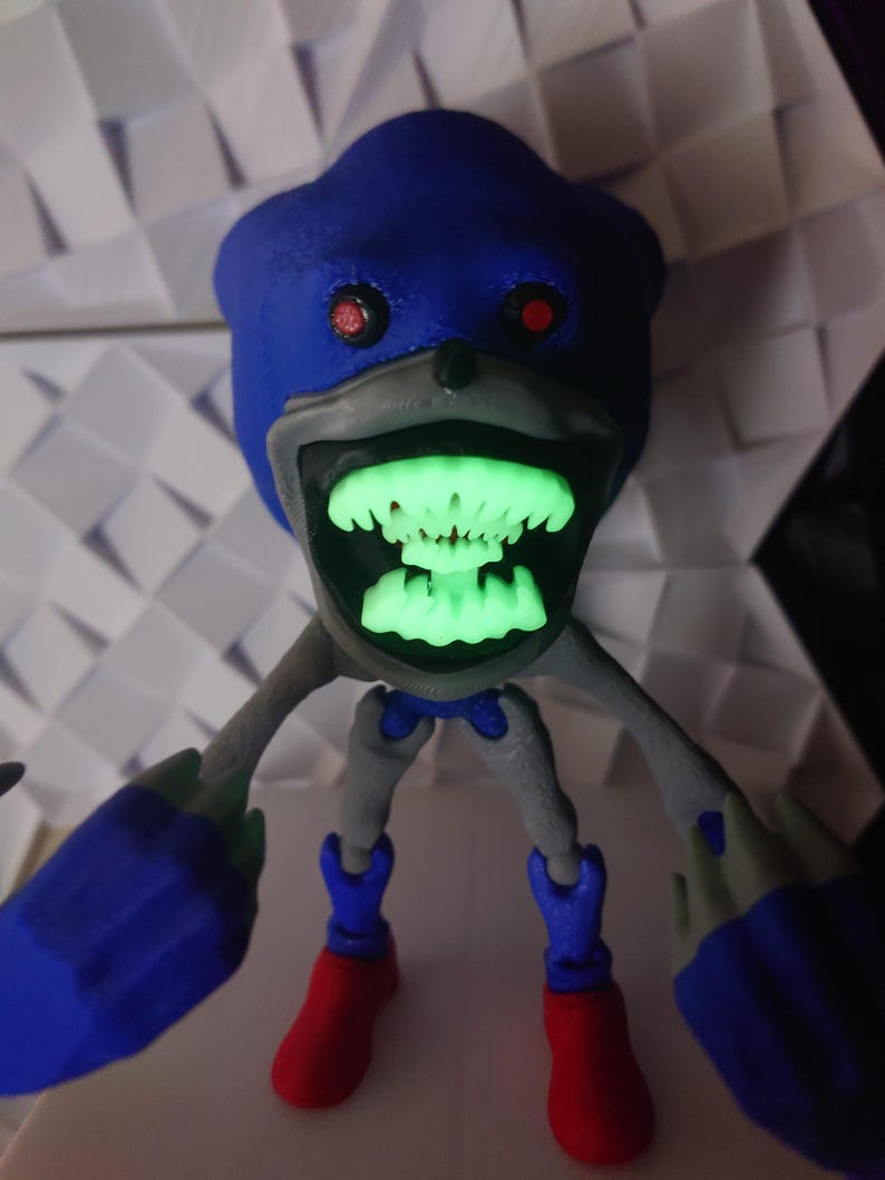 Shin Super Sonic Large 8" tall, 13" long Articulated Fidget toy glow in the dark image 9