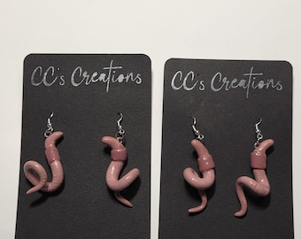 Handmade Worm Earrings Polymer Clay