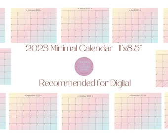 Calendario 2023 / Calendario Imprimible / Calendario Digital / Carta / Calendario Arco Iris Mínimo PDF