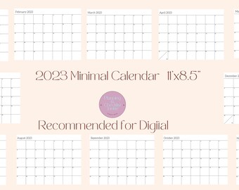Calendario 2023 / Calendario Imprimible / Calendario Digital / Carta / Calendario Mínimo PDF