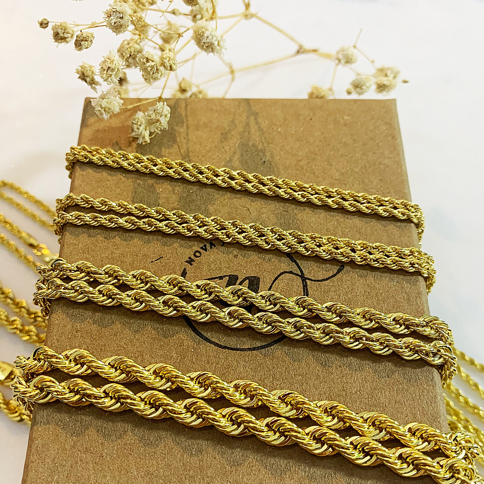 14K Gold Rope Chain Real Gold Rope Necklace Gold Chain Etsy