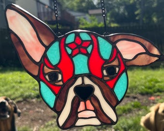 Luchador Dog Stained Glass Sun Catcher