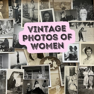 WOMEN ONLY 10pc Vintage Photos Lot - original black & white antique snapshots from btn 1900-1960 ONLY women glamorous fashion girls posing