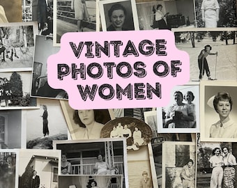 WOMEN ONLY 10pc Vintage Photos Lot - original black & white antique snapshots from btn 1900-1960 ONLY women glamorous fashion girls posing