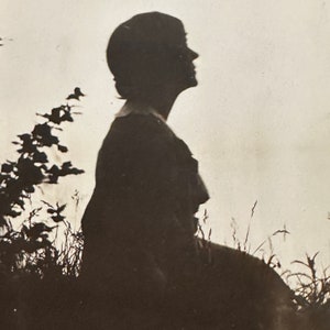 Mysterious silhouette - Vintage Photograph - woman in profile shadow intriguing odd dramatic black & white Original Snapshot Found Photo k45