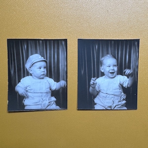 Set of 2 Photo Booth snapshots of baby - Original Vintage Photos - Vintage Snapshot. Unusual and cute!