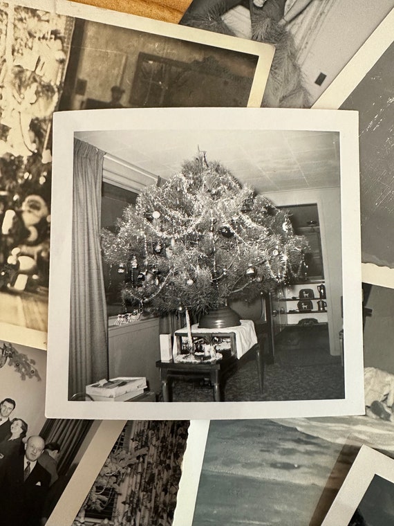 CHRISTMAS Original Vintage Photos Variety Lot ~ Black & white real found snapshots ~ Xmas trees gifts cards family old photographs authentic