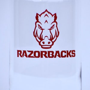 Arkansas Razorbacks Beer Glass, Custom Etched Razorback Beer Glass, Woo Pig Sooie, Razorbacks, Hogs Football, ASU Football, ASU
