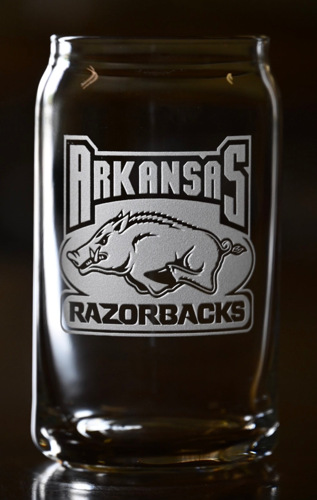 Custom Razorbacks Beer/soda Can Glass, Arkansas Razorback Glass, HOGS