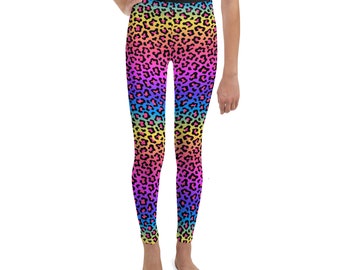 Rainbow Cheetah Girl's Youth Leggings 8-20 Mommy and Me Matching Outfits