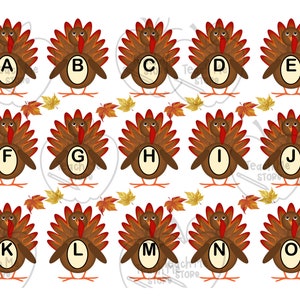 ABC y pavos/Coincidencia alfabética/Actividad de aprendizaje preescolar/Página de libro ocupado/Reconocimiento de letras mayúsculas y minúsculas