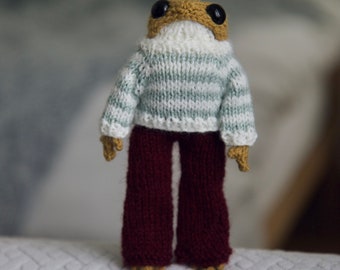 Pattern flared pants knitting pattern for frog (5.3inches)