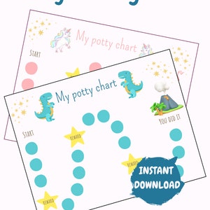 Potty training chart | dinosaur and unicorn chart | Reward Chart |
