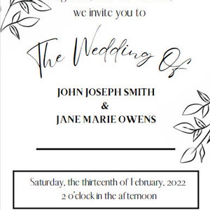 Customizable Formal Wedding Invitation Template
