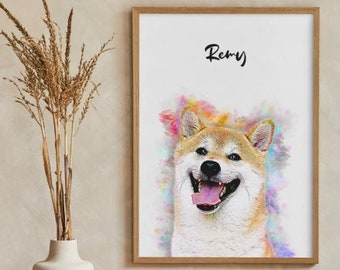 Beautiful Watercolor Custom Pet Portrait for Pet Loss. Pet Owner, Pet Wall Art