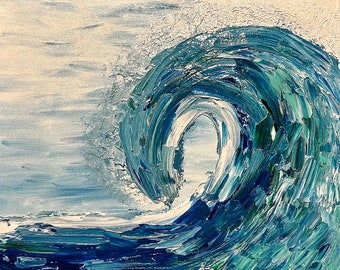 Original Acrylic, Pallette Knife, Painting of a Wave