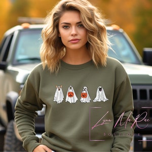 Halloween Sweatshirt, Halloween Sweater,2023 Happy Halloween, Retro Spooky Season, Ghost Sweatshirt,Halloween Dog Sweatshirt,Ghost Dog Shirt