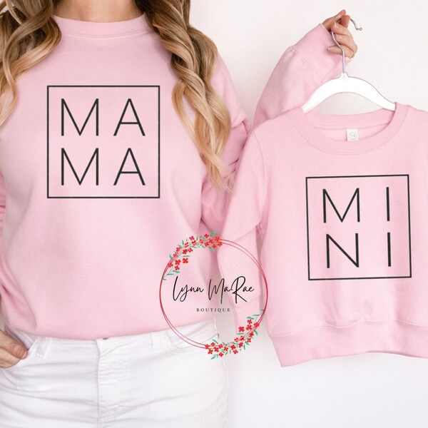 MAMA & MINI, Mama Mini Matching Sweatshirts, Mommy and Me Outfit, Mommy and Me, Minimalist Sweatshirt, Mama And Mini Svg, Plus Size Tops