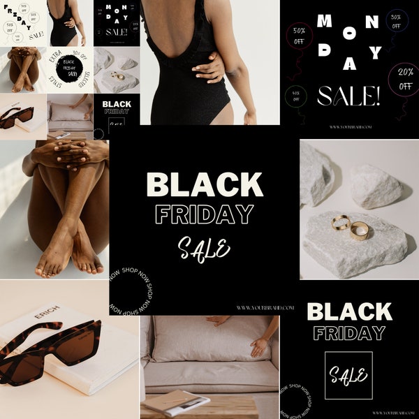 8 Editable BLACK FRIDAY FLYER, Black Friday Instagram Templates, Black Friday Templates, Black Friday Sales Ad, Canva Editable Templates