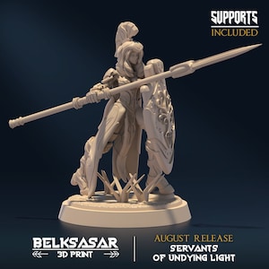 Elf knight miniature for dungeons and dragons and ttrpgs | Spear Blade B | Fantasy elf miniature female elf miniature Elf DnD miniature rpg