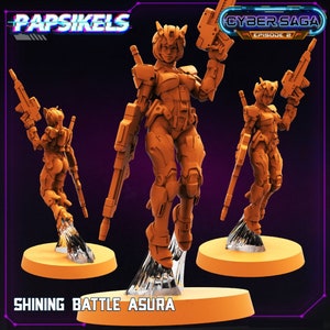 Female cyberpunk miniature dungeons and dragons female Battle suit miniature | Shining Battle Asura | scifi miniature for ttrpg Gundam pilot
