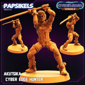 Cyberpunk assassin miniature | Akutsika Cyber edge hunter | Cyberpunk ninja cyberpunk samurai ttrpg scifi miniature for dungeons and dragons