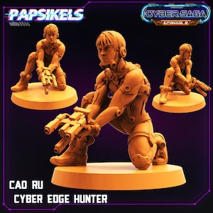 Male Cyberpunk miniature | Cao Ru Cyber edge hunter | ttrpg scifi miniature for dungeons and dragons, wargaming, tabletop, and gaming gift