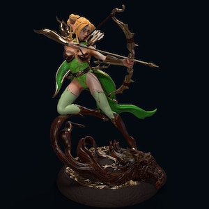 Wood elf ranger miniature for dungeons and dragons dnd female Elf fantasy girl