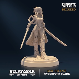 Female Cyberpunk Miniature for dungeons and dragons and ttrpg miniature | VoidBringer B | Dungeons and Dragons miniature sci fi miniature