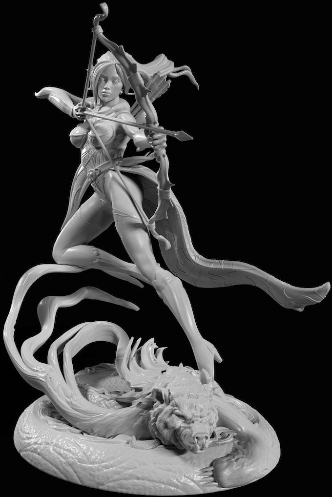 Wood Elf Ranger Miniature for Dungeons and Dragons Dnd Female Etsy