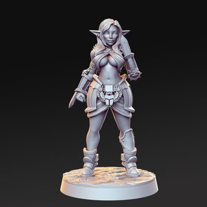 Female elf rogue assassin miniature for dungeons and dragons dnd tabletop games 25mm base l 28mm base l 32mm base