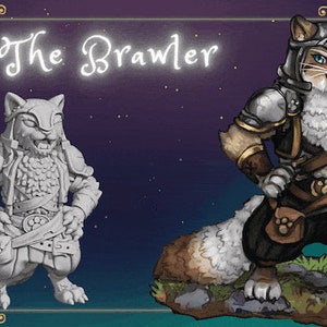 Tabaxi dungeons and dragons miniature DnD Tabaxi fighter miniature for ttrpgs Dungeons and dragons cat fighter miniature Cute cat DnD mini