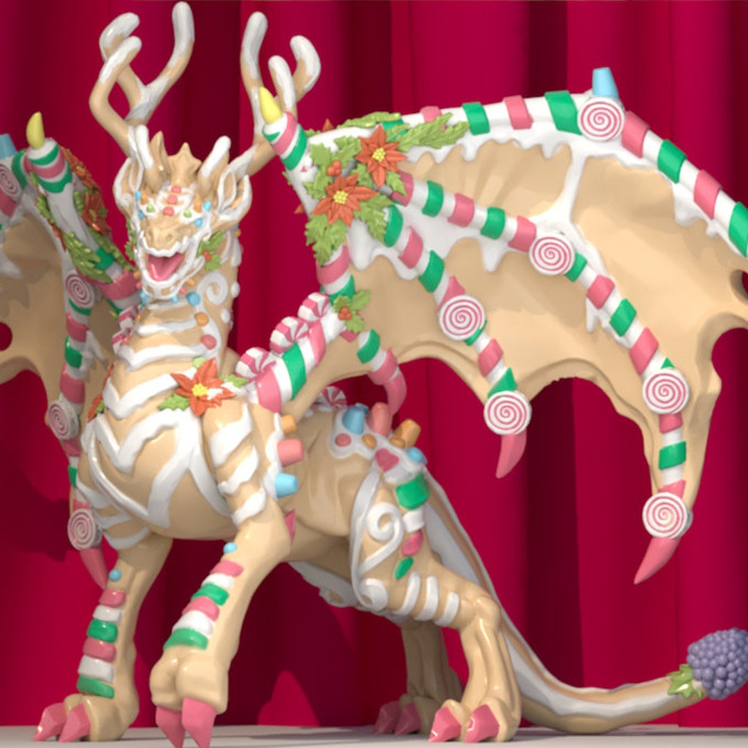 Gingerbread Dragon Dungeons and Dragons Miniature for Ttrpgs Tabletop