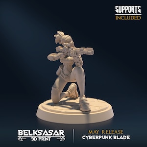 Female Cyberpunk Miniature Dungeons and Dragons 3D resin miniature Female Sniper miniature Cyberpunk DnD mini Cyberpunk RPG | Neon Outlaw D