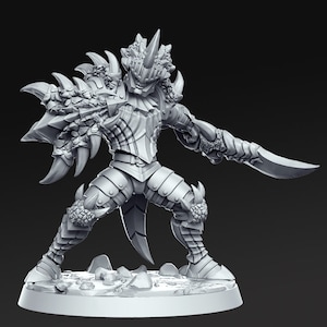 Human knight miniature for dungeons and dragons Monster hunter knight dnd miniature Dragon knight with sword and shield miniature for ttrpgs