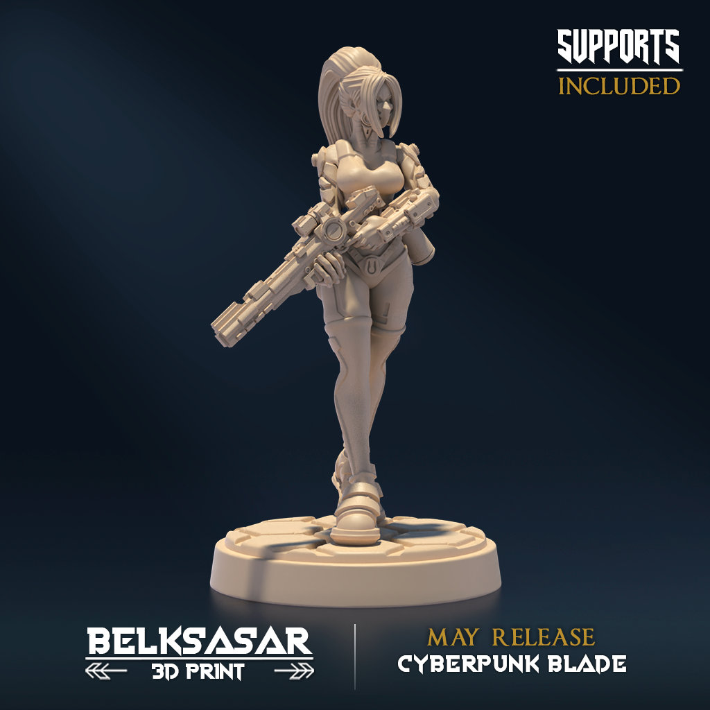 Female Cyberpunk Miniature for dungeons and dragons and ttrpg miniature | Neon Outlaw C | Dungeons and Dragons miniature sci fi miniature