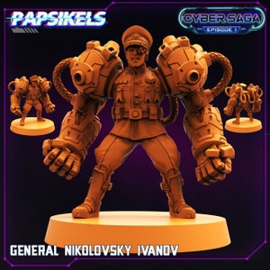 Cyberpunk miniature Cyborg miniature for dungeons and dragons and tabletop gaming miniature | General Nikolovsky Ivanov | scifi miniature