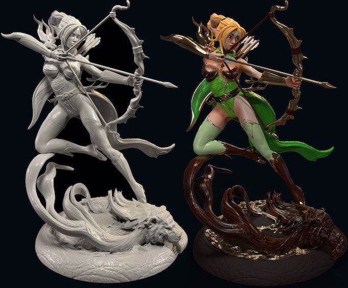 Wood Elf Ranger Miniature for Dungeons and Dragons Dnd Female Etsy