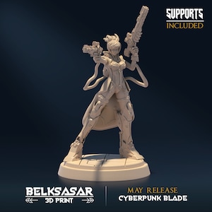 Female Cyberpunk Miniature for dungeons and dragons and ttrpg miniature | VoidBringer A | Dungeons and Dragons miniature sci fi miniature