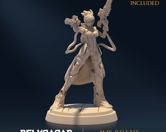 Female Cyberpunk Miniature for dungeons and dragons and ttrpg miniature | VoidBringer A | Dungeons and Dragons miniature sci fi miniature