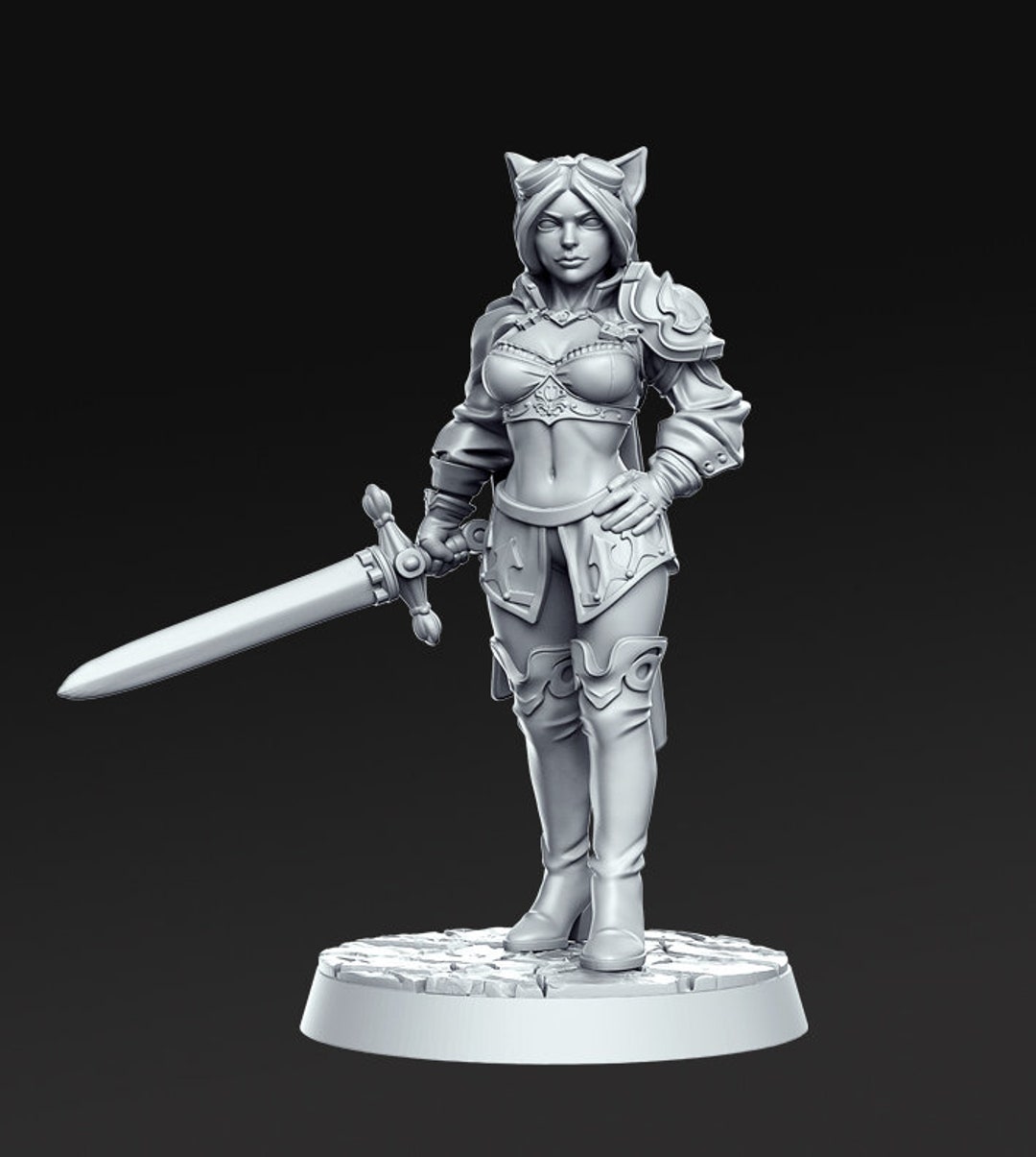 Mini Female Female Miniature Cat Girl Miniature for Dungeons and Dragons Dnd Female ...