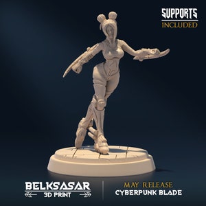 Miniature Cyberpunk femelle pour donjons et dragons et miniature ttrpg | Roller C | Donjons et Dragons miniature miniature de science-fiction