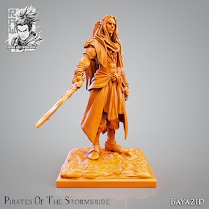 Drow pirate miniature for dungeons and dragons Dark elf miniature Drow rogue DnD miniature | Bayazid | DnD Dark elf Male pirate miniature