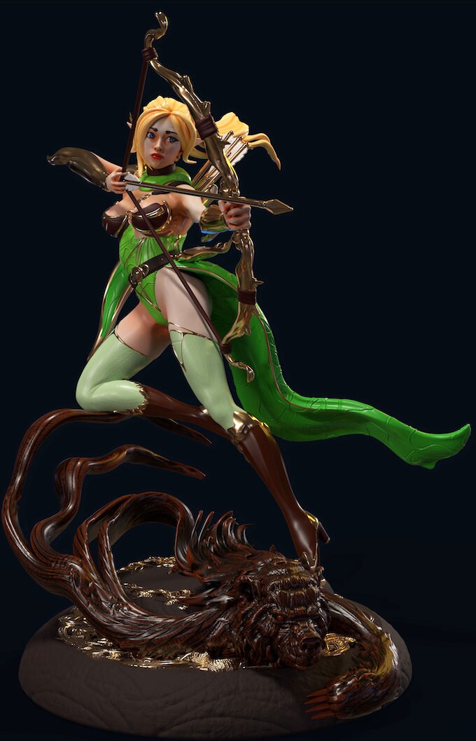 Wood Elf Ranger Miniature for Dungeons and Dragons Dnd Female Etsy